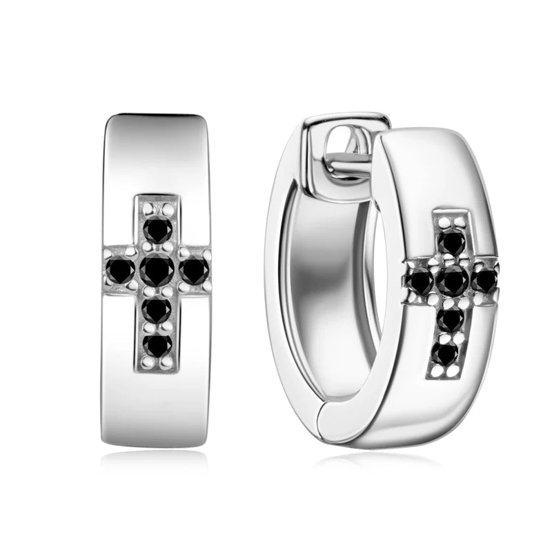 Cross Hoops Men's Earrings Moissanite Diamond Huggie Earring for Women 925 Sterling Silver Earrings Jewelry Birthday Gifts