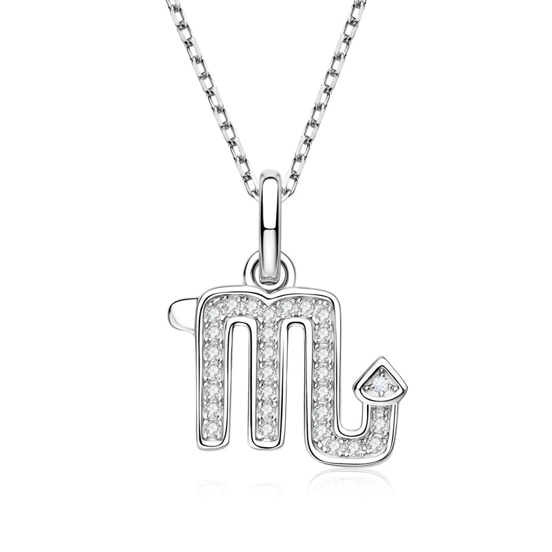 925 Sterling Silver Zodiac Sign 12 Constellation Pendant Micro-Set 1mm Moissanite Necklace Charm For Women Jewelry Birthday Gift