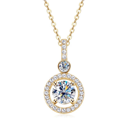 925 Sterling Silver Pendant Necklace Moissanite 6.5mm 1.33CTW. Round Cut Birthday Party Valentine Day Gift Women Jewelry