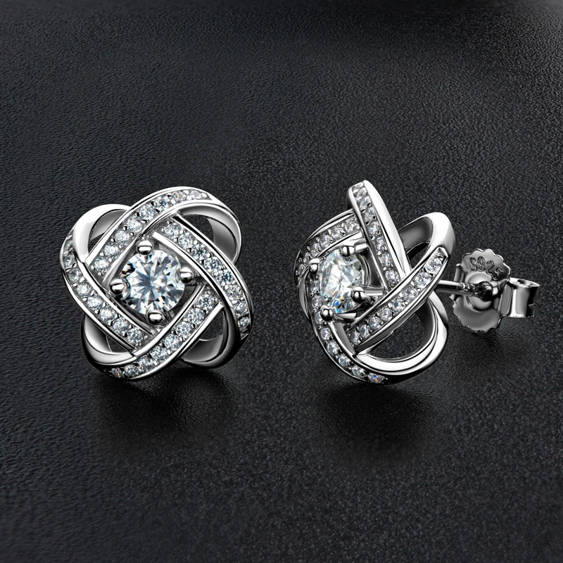 Original Certified Wedding Stud Earrings 4mm Moissanite Twist Flower Earrings for Women 925 Sterling Silver Jewelry Party