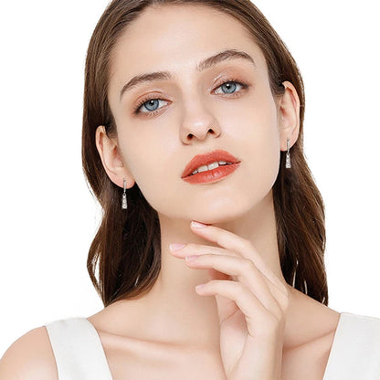 925 Silver Three Stone Hook Earrings GRA Certified 1.8CTW. Moissanite Dangel Drop Earrings Wedding Jewelry Gifts for Women
