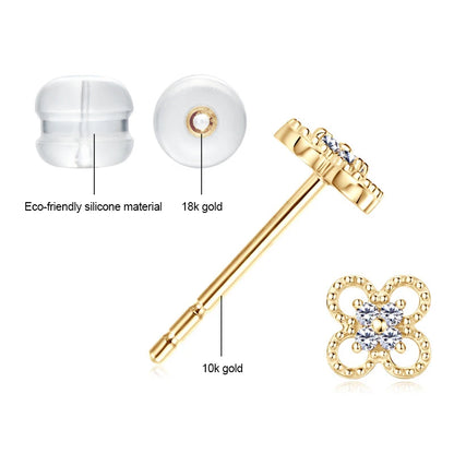 2025 New Solid 10K Gold Clover Flower Moissanite Studs Earrings Mini Piercing Ear Earrings GRA Certified Jewelry for Women Gift