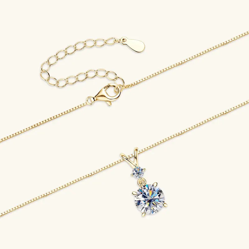 1CT 2CT 3CT Moissanite Pendant Necklace for Women 925 Silver Adjustable Chain Sparking Two Stones Necklaces Gift Valentine