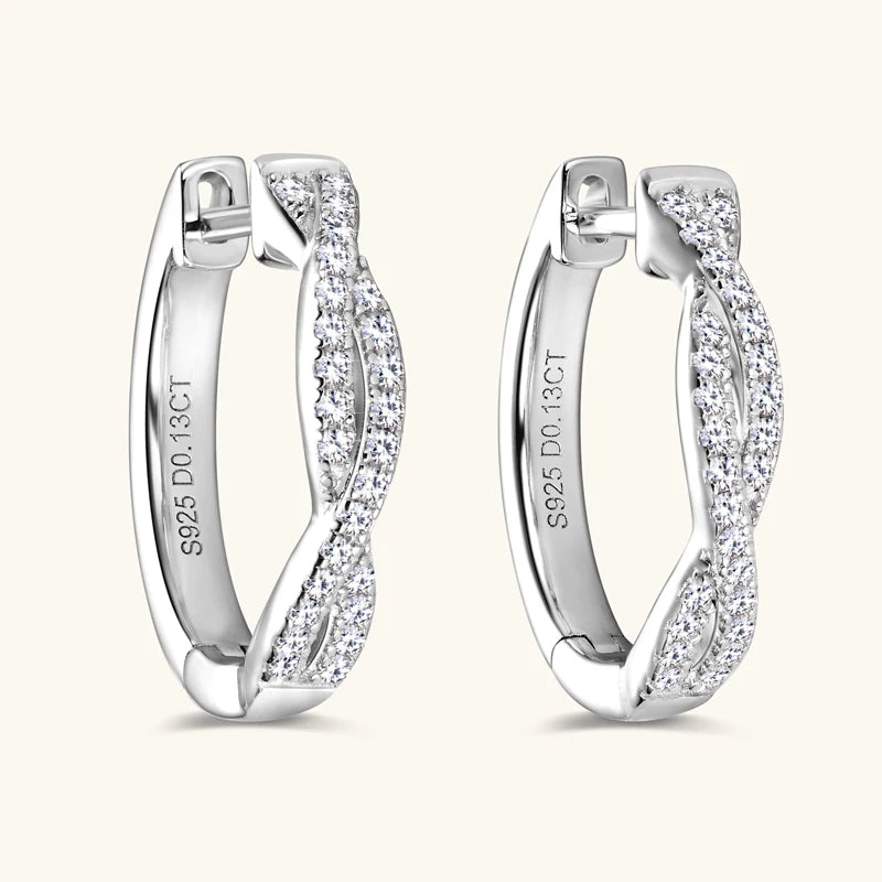 Infinity Eternity Earrings 925 Sterling Silver 1mm Moissanite Twisted Hoop Earrings for Women 2024 Jewelry New Trendy Gift
