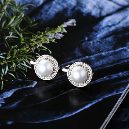 French Elegant 1mm VVS1 Moissanite Earring 925 Silver 7mm Freshwater Pearl Hoops Wedding Earrings for Women Jewelry Gifts