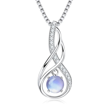 12 Birthstone Infinity Pendant Necklace for Women 925 Silver Colorful Gemstone 6.5mm Moissanite Zirconia Jewelry Birthday Gift