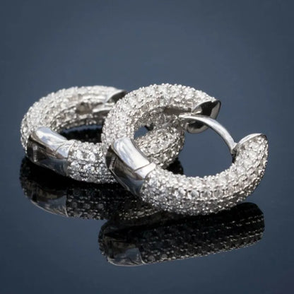 Original 925 Silver Sterling Hoops Luxury Earrings Jewelry 1.3mm Round Moissanite Diamond Earrings for Women Wedding Party