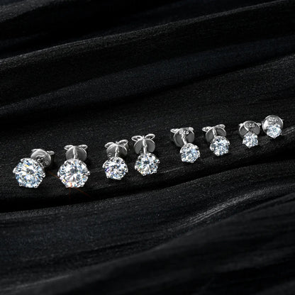 Real 3-6.5mm D Color 2CT Moissanite Diamond Stud Earrings 925 Silver for Women men Piercing Earrings Classic Jewelry Certificate