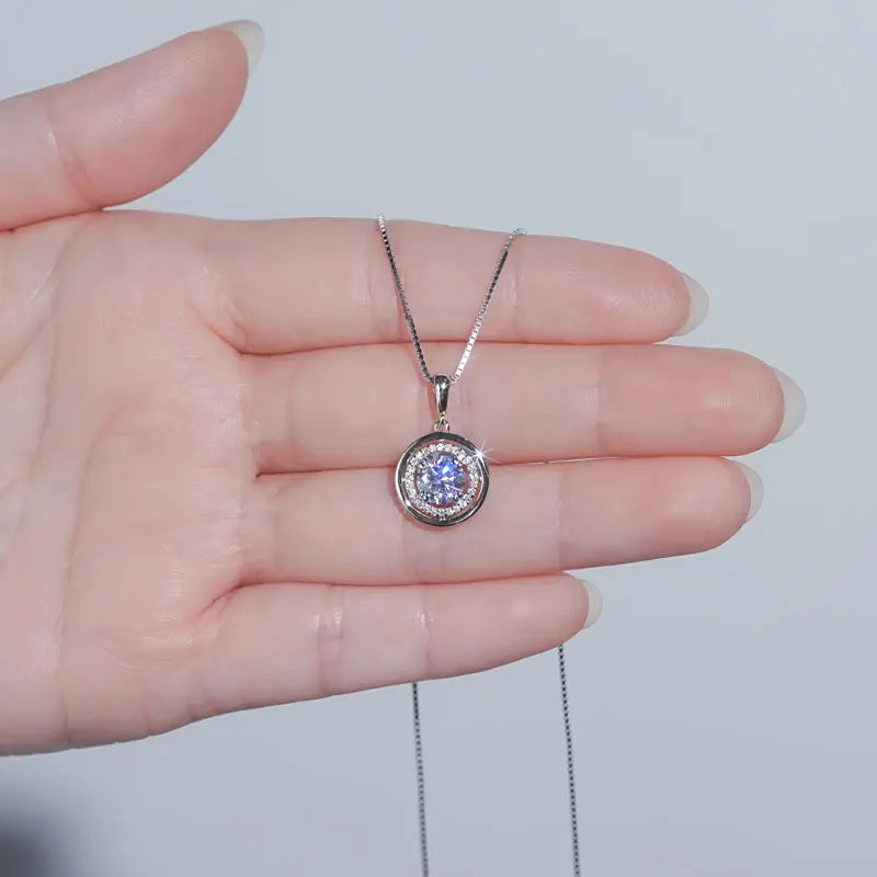 6.5mm/8mm/9mm 3ct 2ct D Moissanite Pendant Necklace for Women 925 Silver Adjustable Chain GRA Certified Jewelry 2025 New Gifts