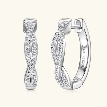 Infinity Eternity Earrings 925 Sterling Silver 1mm Moissanite Twisted Hoop Earrings for Women 2024 Jewelry New Trendy Gift