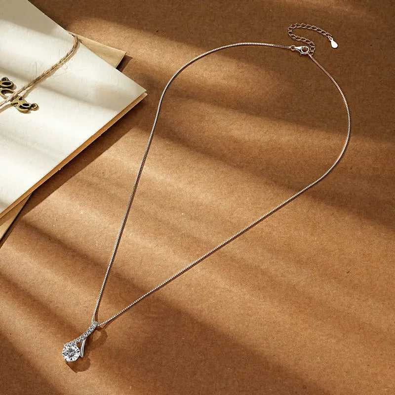2025 Luxury 1CT 2CT 3CT Round Moissanite Infinity Pendant Necklace for Women Adjustable Chain S925 Silver Valentine's Gift