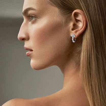 Cross Hoop Earrings 925 Silver 2.5mm Moissanite Huggie Earrings for Women Men Certified Faith Charm Jewelry Wedding Party Gift