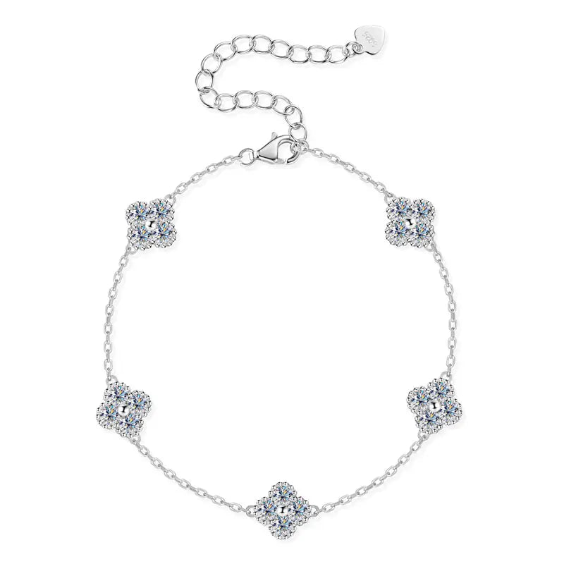 2025 New 925 Silver Flower Clover Bracelet Moissanite 3mm for Women 18k Gold Plated Fine Jewelry GRA Certified Lab Diamond