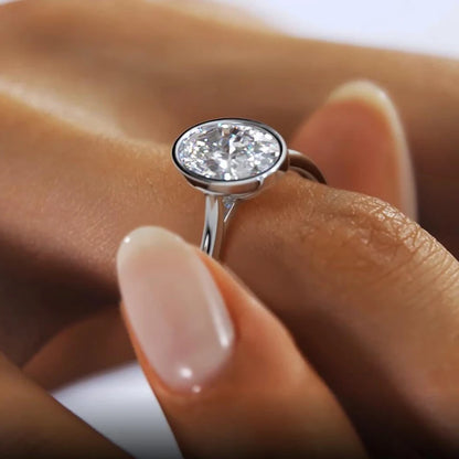 100% Real 925 Sterling Sliver 4.5 Carat Oval Cut Cubic Zirconia Engagement Ring for Women Sparking Lab Diamond Finger Ring