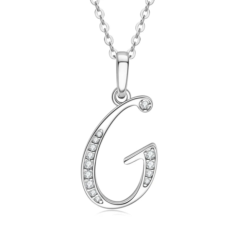Name Necklace 26 Letter Initial Moissanite Pendant Real Silver 925 for Couples Women Men Valentine's Day Gift Fine Jewelry