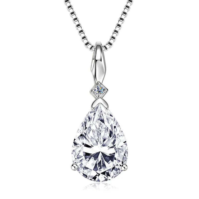 4CT 2CT 1.5CT Pear Cut D Waterdrop Moissanite Pendant Necklace for Women 925 Silver Adjustable Chain Luxury Jewelry Gift