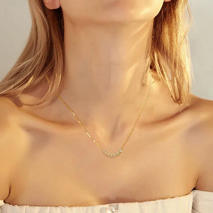 D0.17CT Moissanite 7 Stones Pendant Necklace for Women 18k Gold Plated 925 Silver Adjustable Chain Fine Jewelry Gifts S925