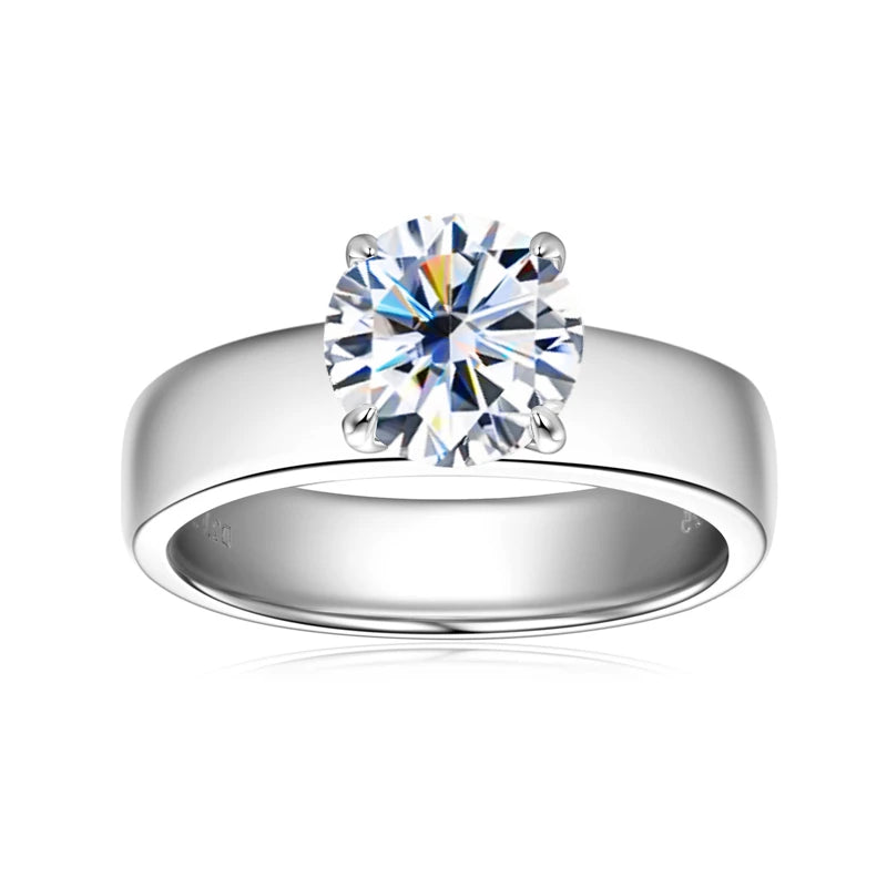 100% Real 925 Sterling  Sliver 2 Carat Moissanite Wedding Engagement Ring for Women Solitaire Promise Ring Jewelry GRA Certified
