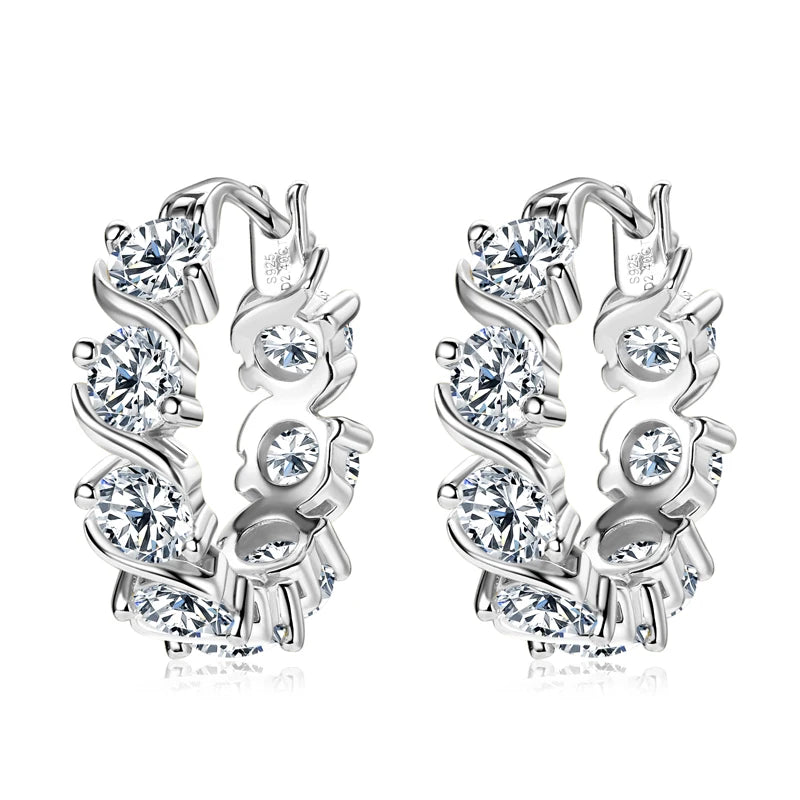 Jewelry Luxury 4.8CTW. 4mm Moissanite Earrings Hoops for Women Silver 925 14K Gold Plated Wedding Party Engagement Gift
