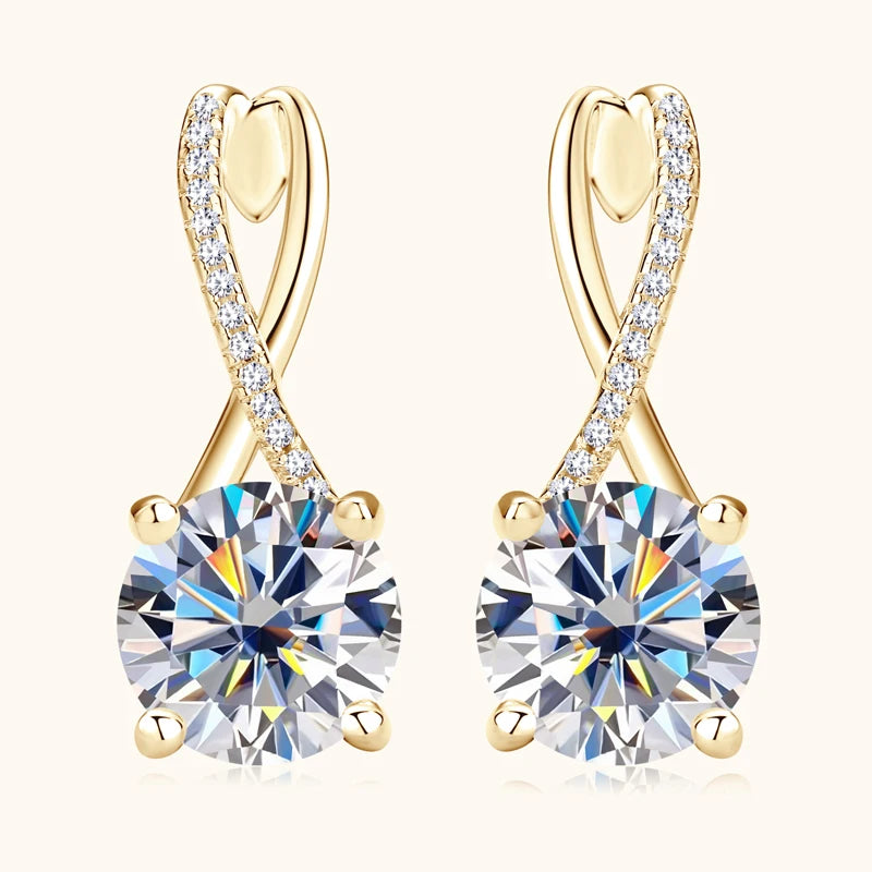 D2.0CT Moissanite Drop Huggie Earrings Real 925 Silver Women Gold Plated Hoops Infinite Earring Certified Wedding Jewelry