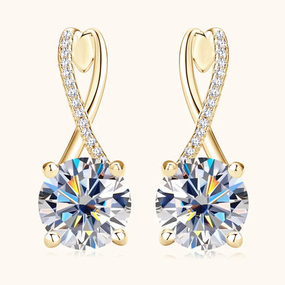 D2.0CT Moissanite Drop Huggie Earrings Real 925 Silver Women Gold Plated Hoops Infinite Earring Certified Wedding Jewelry