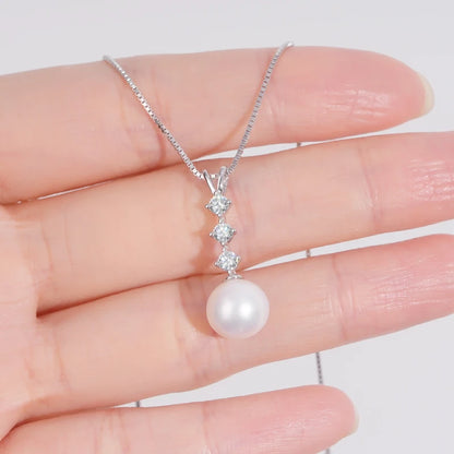 Natural Freshwater Pearl Moissanite Pendant Necklace Real Silver 925 Wedding Engagement Fine Jewelry for Women Gift 45+5cm