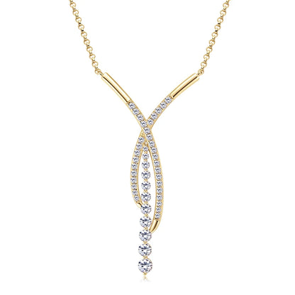 New Full Moissanite Y Pendant Necklace for Women 925 Silver Adjustable Chain Luxury Bar Moissanite Drop Jewelry Gift 2025 Trend