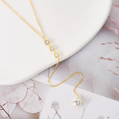 D1.30CT D Color Moissanite Y Shape Pendant Necklaces For Women 925 Silver Fashion Long Chain Pendant 6.5mm&3mm Lab Diamond