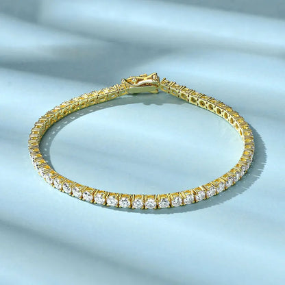 3mm D VVS1 Full Moissanite Tennis Bracelets for Women Men Couples Real 925 Sterling Silver Bracelet 14K Gold Plated Gifts