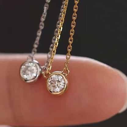 Real S925 Silver 6.5mm 1.0CT D Color Round Moissanite Cat Pendant Necklace for Women Girls Jewelry Birthday Gifts Valentine Day