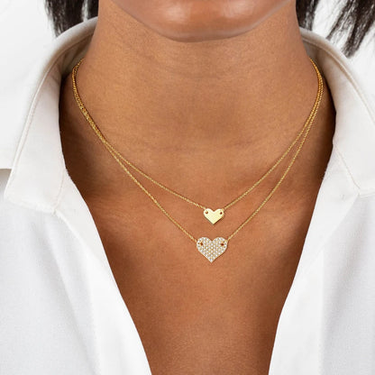 Double Layers Heart Love Necklace 925 Sterling Silver Pave Setting Round Cut Moissanite Necklace