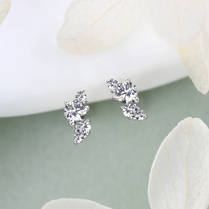 Cute Leaf-shape Moissanite Earrings 925 Sterling Silver Mini Studs Piercing Ear Earrings for Women Jewelry GRA Certificate