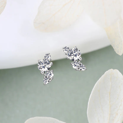 Cute Leaf-shape Moissanite Earrings 925 Sterling Silver Mini Studs Piercing Ear Earrings for Women Jewelry GRA Certificate