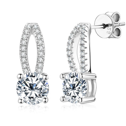 Solitaire D1.0CT Moissanite Drop Earrings Real 925 Silver Piercing Ear Stud Earring for Women Wedding Jewelry Party Gifts