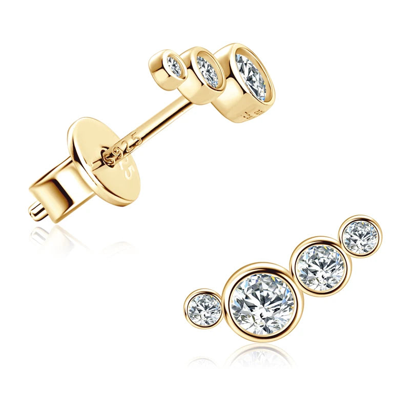 Trendy 925 Silver D Color Bezel Moissanite Earrings Mini Studs Piercing Noodle for Women Men Party Daily Wear Jewelry GRA