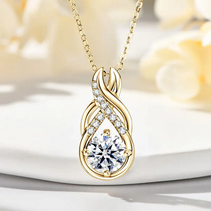 7x10mm 2ct Pear Cut Moissanite Infinity Pendant Necklace for Women 925 Sterling Silver Adjustable Chain Fine Jewelry Gift