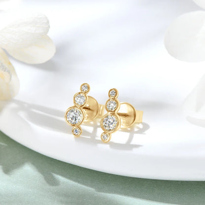 Mini Needles Stud Earrings 925 Sterling Silver for Women with D Color Moissanite Lovely Piercing Jewelry with Certificate