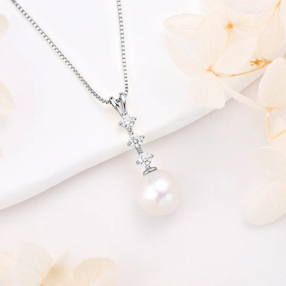 Natural Freshwater Pearl Moissanite Pendant Necklace Real Silver 925 Wedding Engagement Fine Jewelry for Women Gift 45+5cm