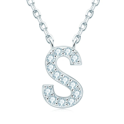 Initial Moissanite 26 Letter Pendant Necklace for Women Men Real Silver 925 Name Pendant Fine Jewelry Valentine's Day Gift