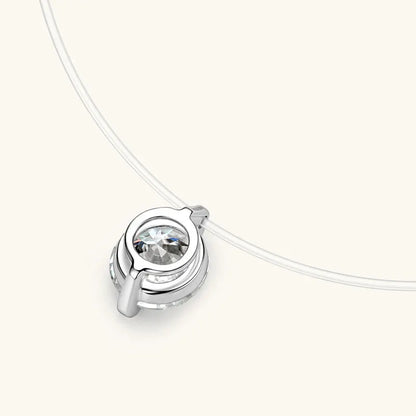 2025 Trendy 1ct 0.5ct 2ct Moissanite Pendant Necklaces 925 Silver Adjustable Invisible Fish Line for Women Valentines Gift
