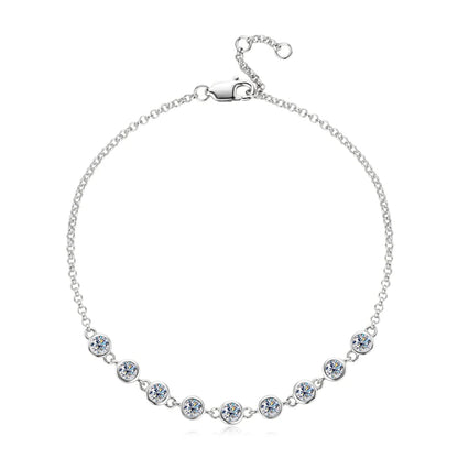 Real 925 Silver Bubble Bracelet 3mm Bezel Round Cut D Color Moissanite Bracelet for Women Jewelry Gifts with Certificate