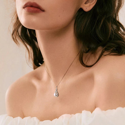 10mm Freshwater/Tahitian Black Pearl Moissanite Infinity Pendant Necklace Silver 925 Wedding Jewelry for Women Gift 45+5cm