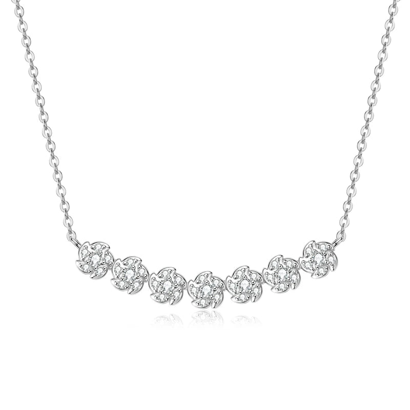 2024 New 100% 925 Sterling Silver Necklace for Women Fashion 2mm&1.2mm Moissanite Gerbera Flower Pendant Jewelry Birthday Gift