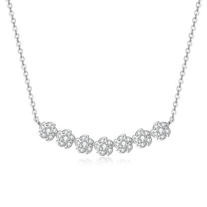 2024 New 100% 925 Sterling Silver Necklace for Women Fashion 2mm&1.2mm Moissanite Gerbera Flower Pendant Jewelry Birthday Gift
