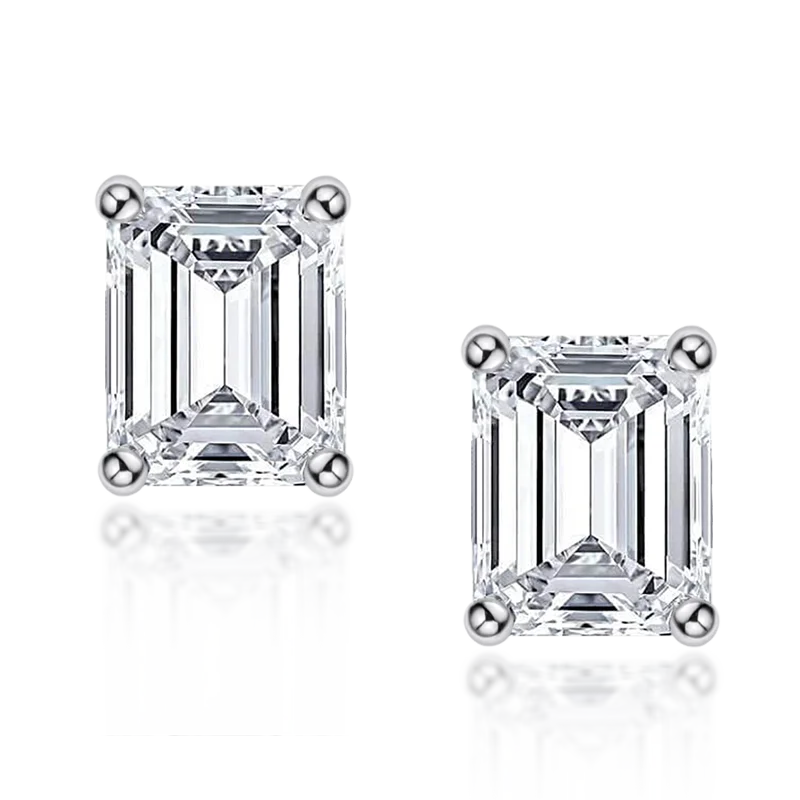 Fashion 925 Sterling Silver Emerald Cut Stud Earrings for Women Geometric Piercing Earring Wedding Ear Buckle Jewelry Gift