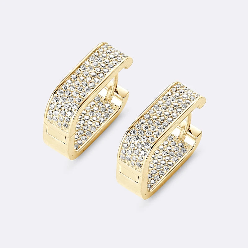 Original 100% 925 Silver Square Hoop Earrings Full Round Cut Moissanite Diamond Earrings Piercing Jewelry Birthday Party Wedding