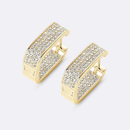 Original 100% 925 Silver Square Hoop Earrings Full Round Cut Moissanite Diamond Earrings Piercing Jewelry Birthday Party Wedding