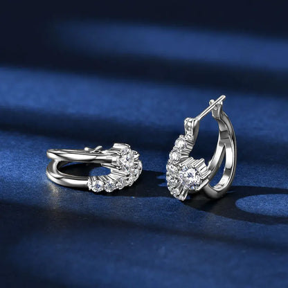 925 Silver 4mm Moissanite Earrings Trendy Split Hoop Earrings For Women Girl Sparking Jewelry GRA Christmas Valentine Gift