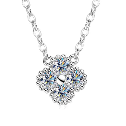 Clover Flower Pendant Necklace 3mm Moissanite for Women Adjustable 925 Silver Chain VVS1 Lab Diamond Necklace Collar Gifts