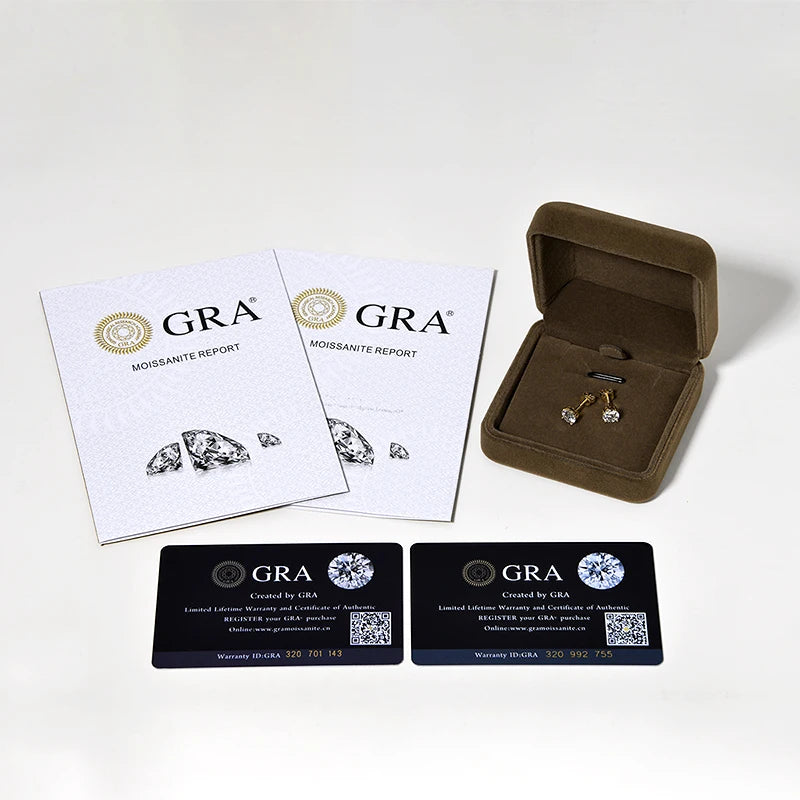 Pure 10K 14K Gold Stud Earrings D0.80CT Moissanite Piercing Earrings for Women Men GRA Certified Jewelry Classic Four Claw